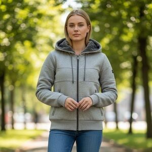 Armani Exchange Heather Gray Zip-Up Hoodie